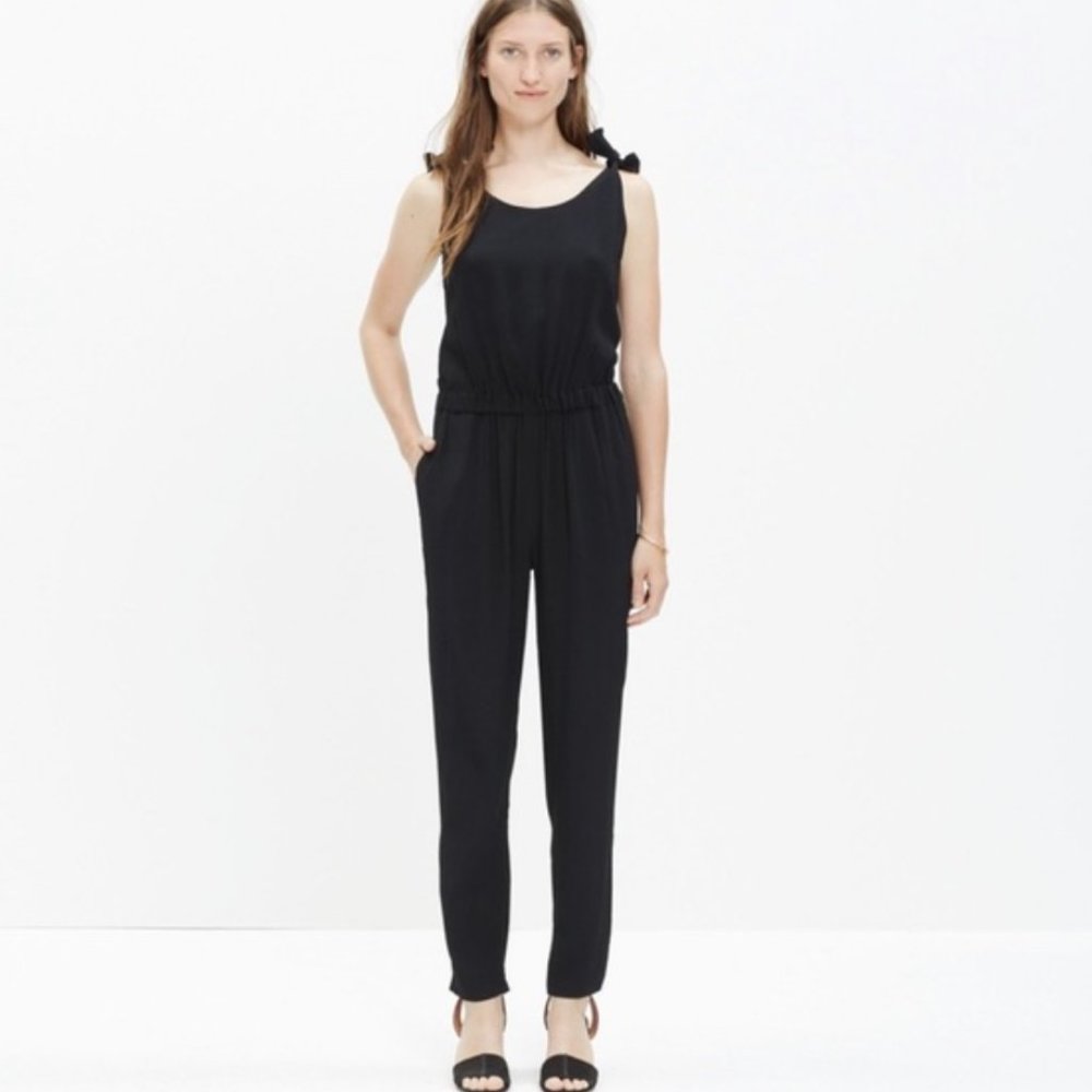 Madewell Black Summer Shoulder Tie Jumpsuit NWT